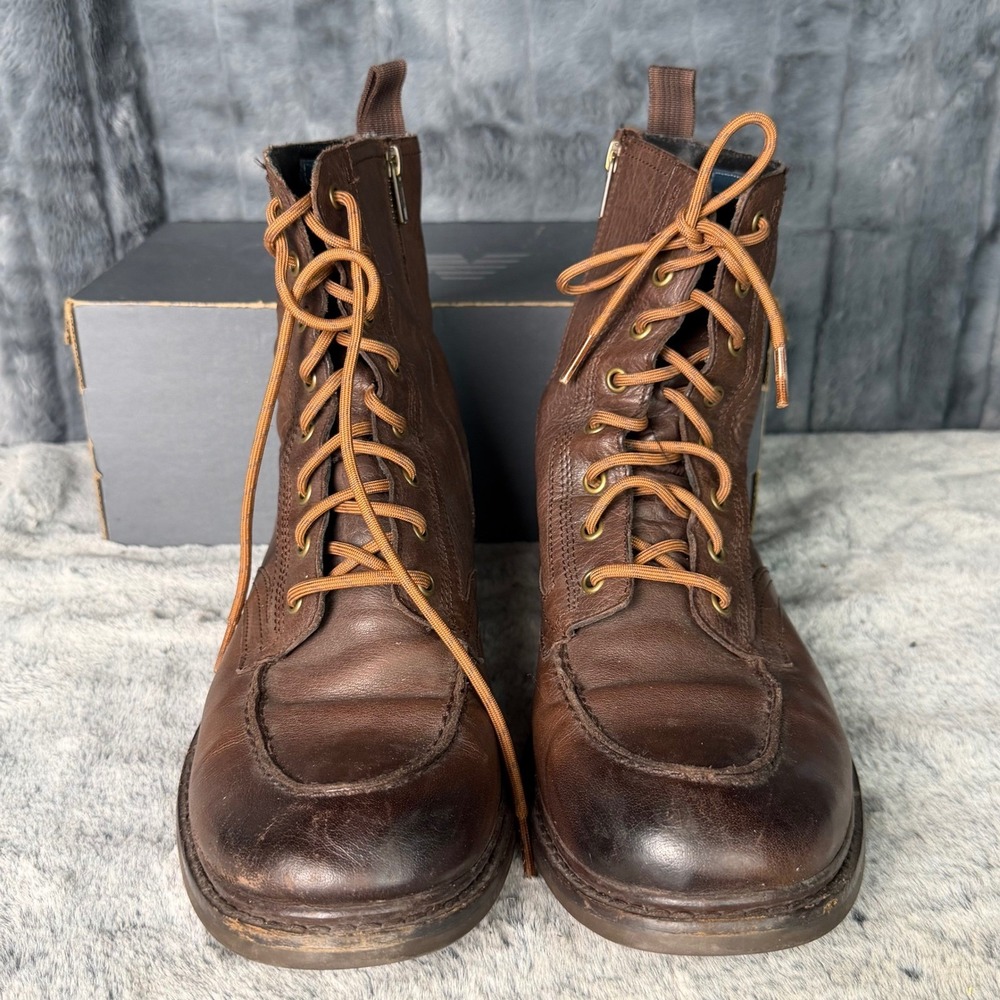 Cole Haan Mens Brown Leather Moc Toe Side Zip Combat Boots C20279 Size 10 M - Picture 3 of 8